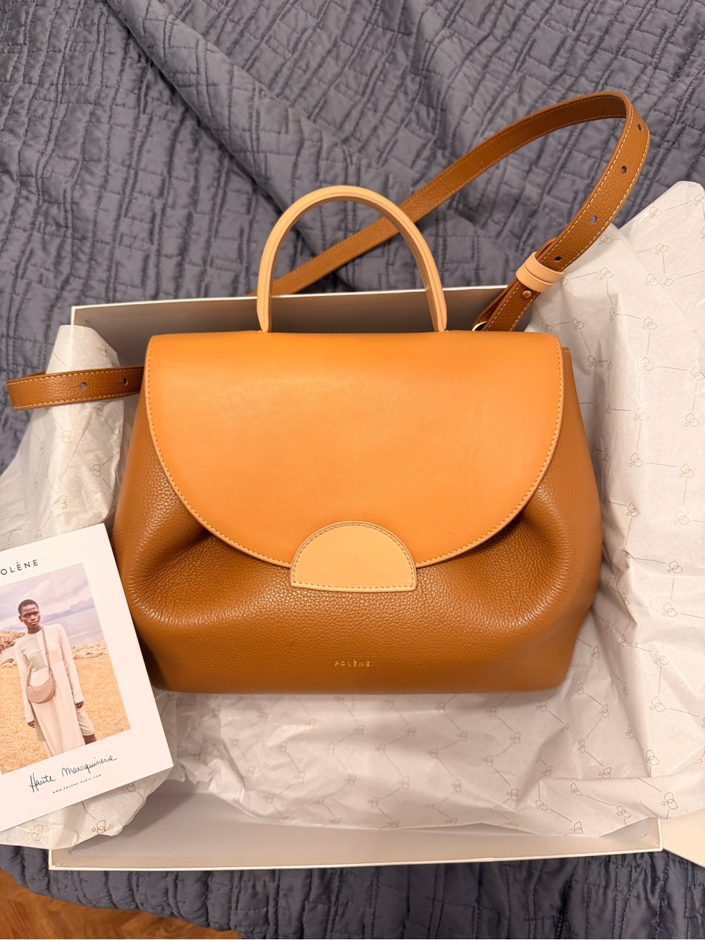 Polène Uno Colorblock Flap Leather Satchel